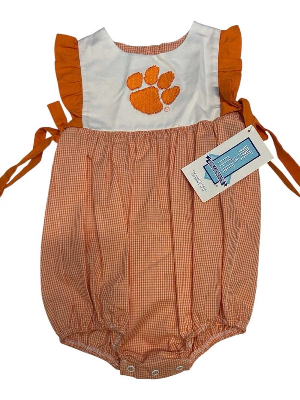 Vive La Fête Collegiate Clemson Tigers Bubble Romper Size 18 Months Orange Ginha